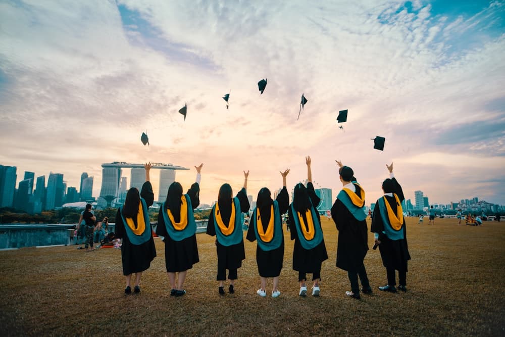 Graduates celebrating at their ceremony