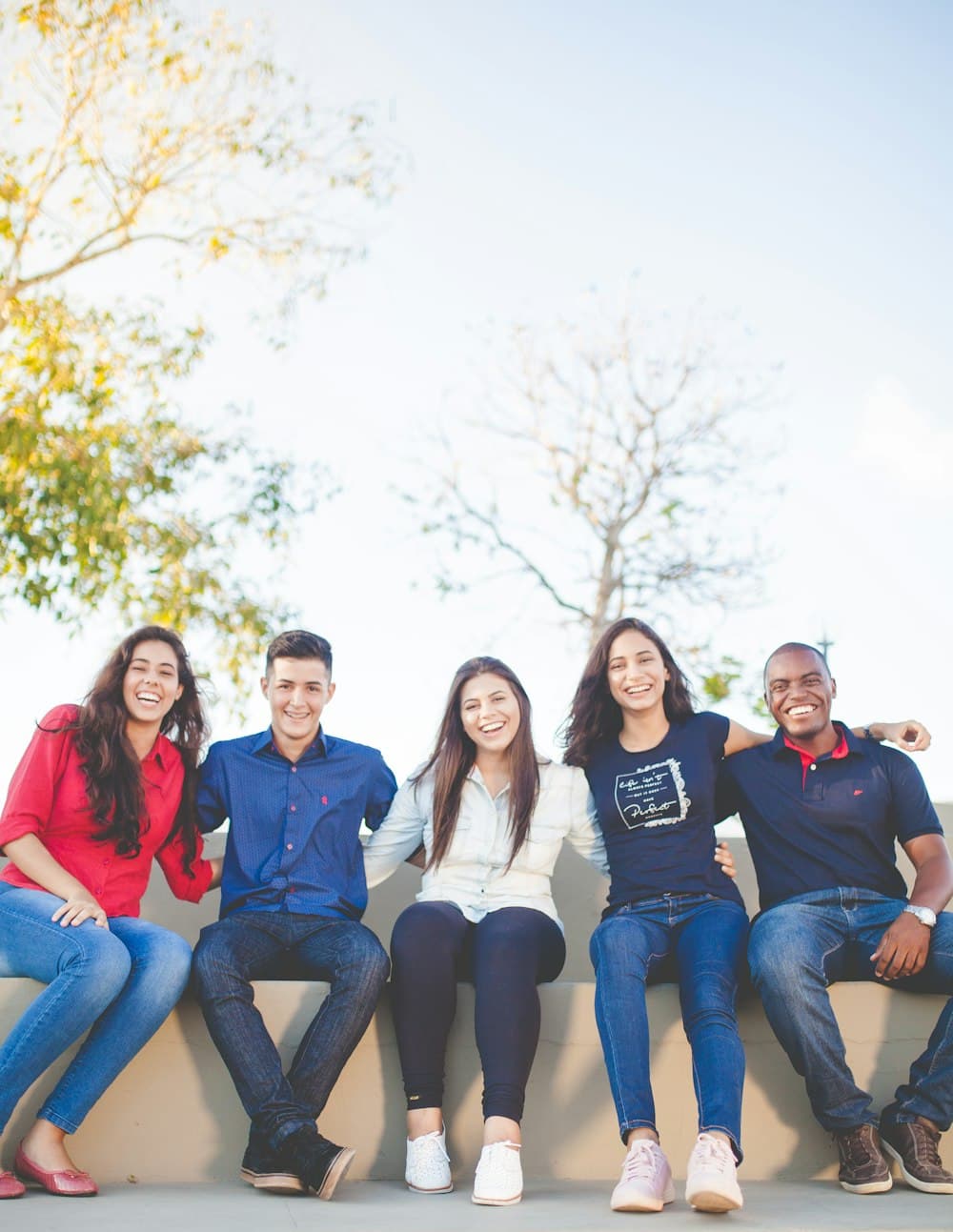 Diverse group of smiling students